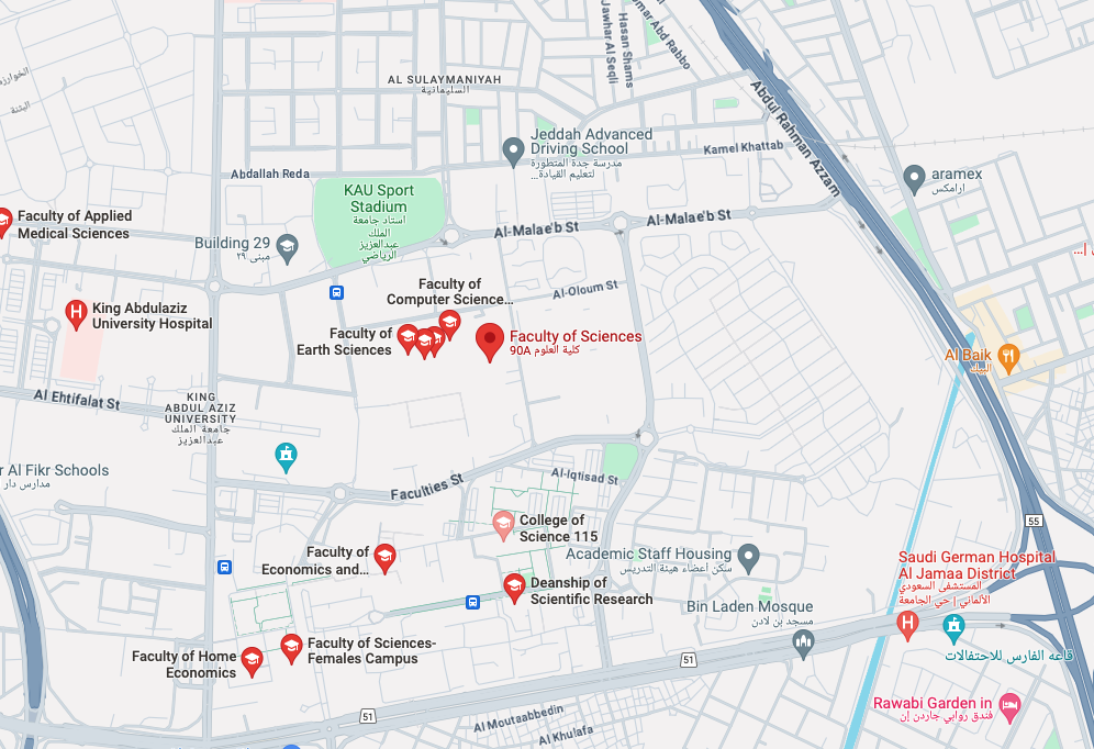 Map showing King Abdulaziz University Faculty of Sciences location